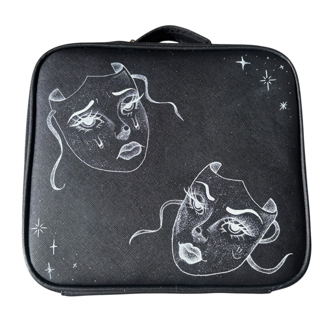 Comedy & Tragedy Mask Make-up Bag - Black