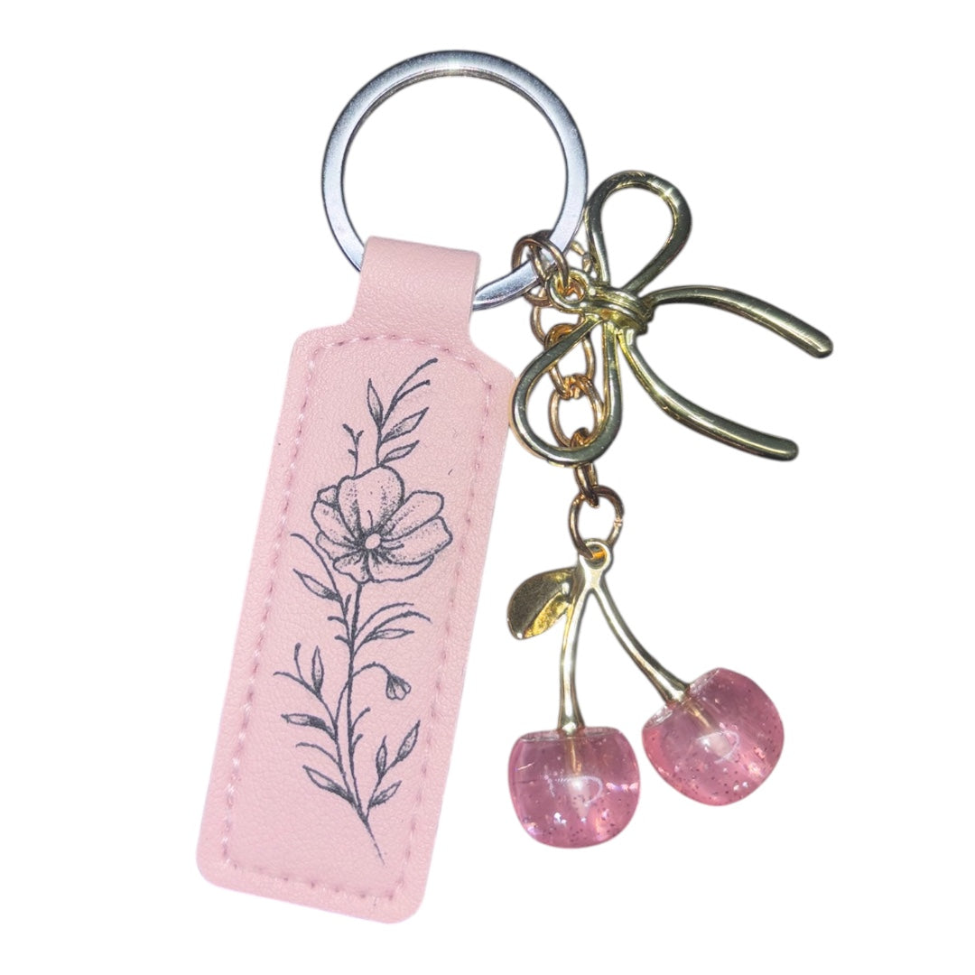 Poppy Floral Keychain - Pink