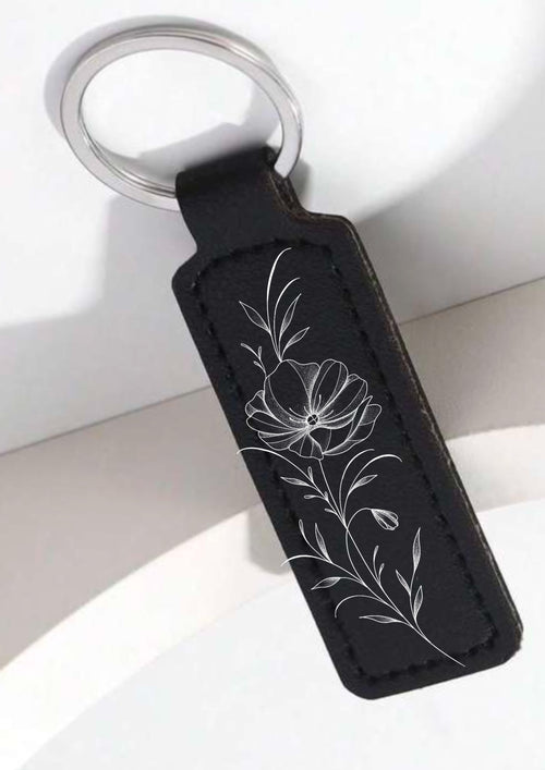 Poppy floral keychain - Black