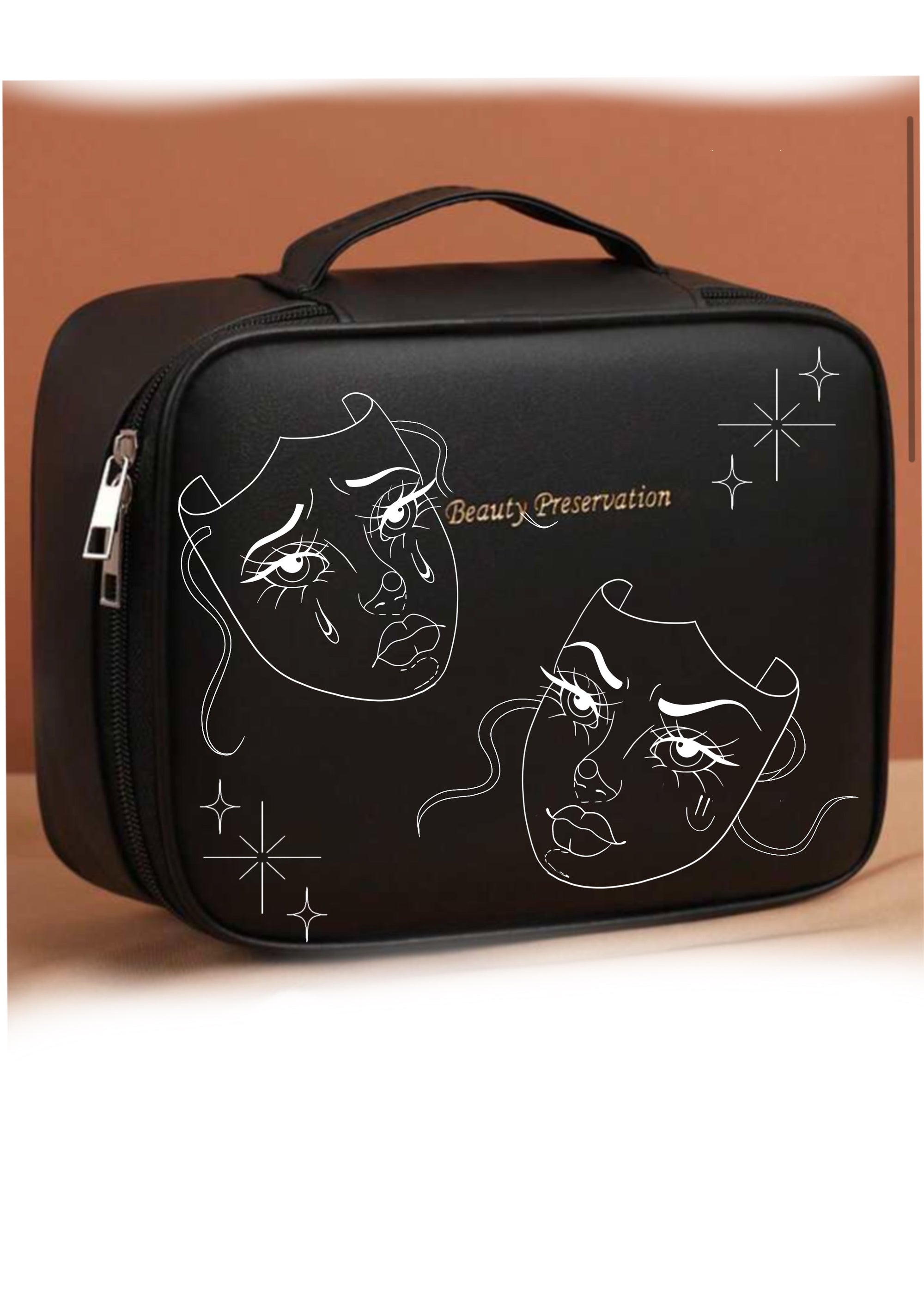 Comedy & Tragedy Mask Make-up Bag - Black
